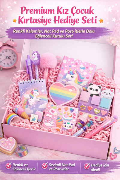 KIRTASİYEM Kız Çocukları İçin Premium Kırtasiye Hediye Seti