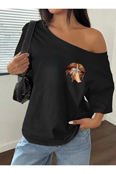 FUFLUNS Please Keep Your Printed Oversized Women's Boat Neck T-Shirt
