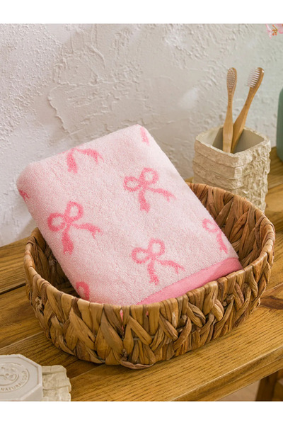 LC Waikiki Ροζ Φιόγκος με τύπωμα Πετσέτα προσώπου Βαμβάκι τεμαχίων 50x80 εκ.