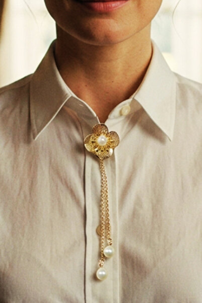 Reoona Zincirli Gold Düğme Broş, Düğme Kapağı