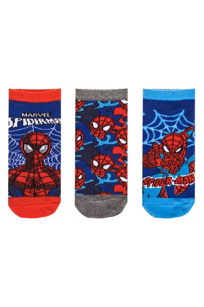 OEM Sosete Scurte Rosii Gri Ciel cu Model Spiderman pentru Baieti - 3 perechi...