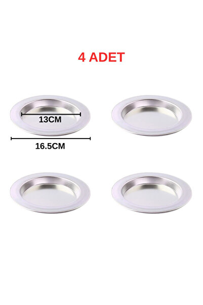 Albergio 4 Pieces Aluminum Kunefe Plate 13 cm Inner Diameter 16.5 cm Outer Di...