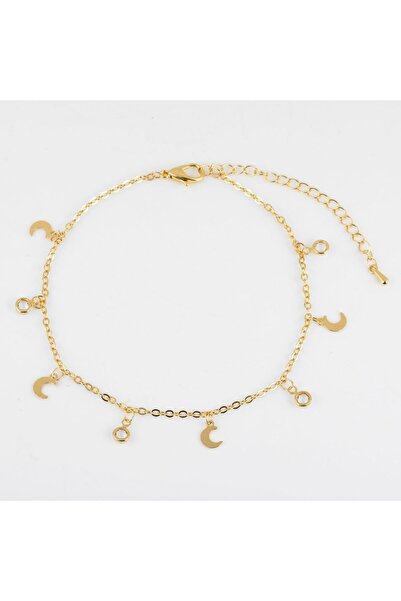 OEM Gold-Colored Moon & Strass Chain Anklet for Women