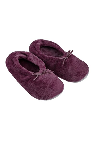 OEM Burgundy Winter Ballet Flats Slipper with Bow for Women 39-41