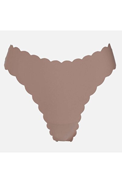 OEM Women's Thong Laser Cut Curved Beige Large-XLarge
