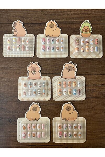 gülümse gel Çocuk Takma Tırnak 1 Paket Capybara Kapibara Yapışkanlı