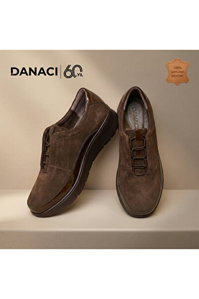 DANACI Hakiki Deri Siyah Kadın Comfort Sneaker - Fermuarlı Günlük Ayakkabı