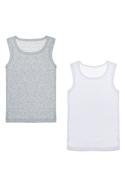 OEM Set Maiouri Ribbed Alb Gri pentru Copii - 2buc 4-6 Ani