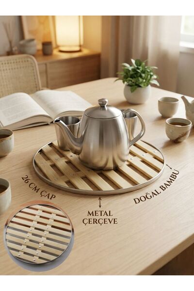 TARIK HOME 26 cm Lüx Bambu Nihale Çelik Çerçeveli Isıya Dayanıklı Tencere ve ...