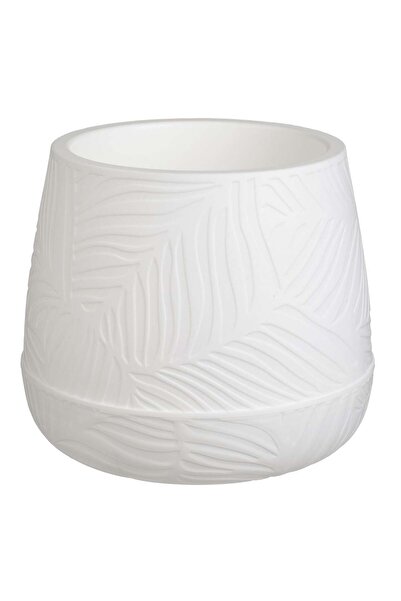 OEM White Plastic Flower Pot with Patterned & Integrated Saucer Ø24.7x21cm - 3L