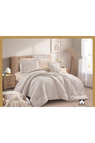 alzawia Luxury 8-piece summer double bed set with a floral pattern, cotton