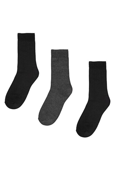 OEM Black Anthracite Grey Ribbed Socks Set for Men - 3 pairs 44-46