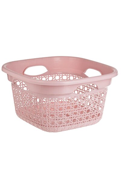 OEM Pink Perforated Plastic Square Laundry Basket 45L
