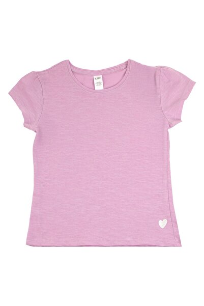 OEM Lilac Cotton T-Shirt with Patterned for Children 5-6 Years Old