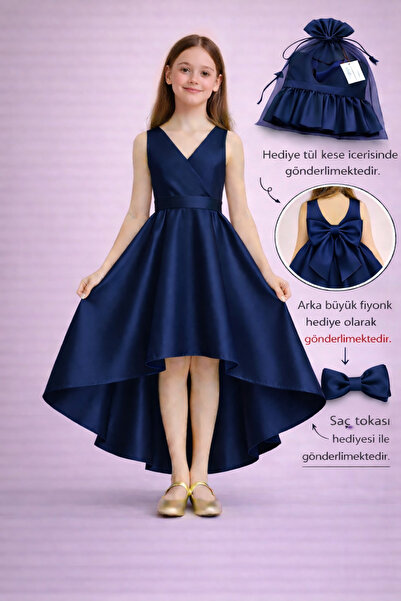 nsmkidslife Κοριτσίστικο Μπλε Ναυτικό Βραδινό Φόρεμα – Διπλό Σταυρωτό Γιακά, ...