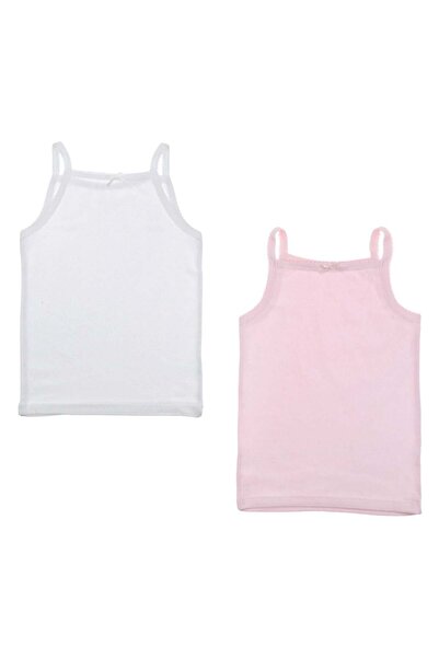 OEM White Pink Tank Top Set with Lace Bow for Children - 2pcs 4-6 Years