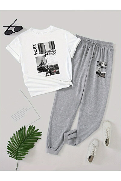 Rayan & Hoor Style Printed Sweatpants and T-Shirt - Jogger Pants T-Shirt Bott...