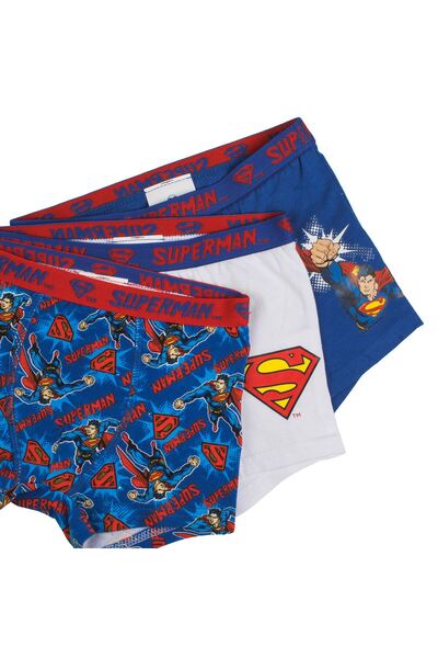 OEM Blue and White Boxers Set with Patterned for Children - 3pcs 6-8 Years