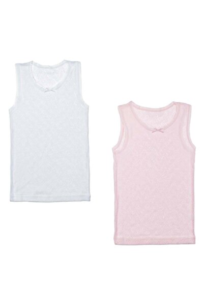 OEM Σετ από Λευκά και Ροζ Βαμβάκι Μπλούζες με Καρδιές & Σατέν Φιόγκο για Παιδ...