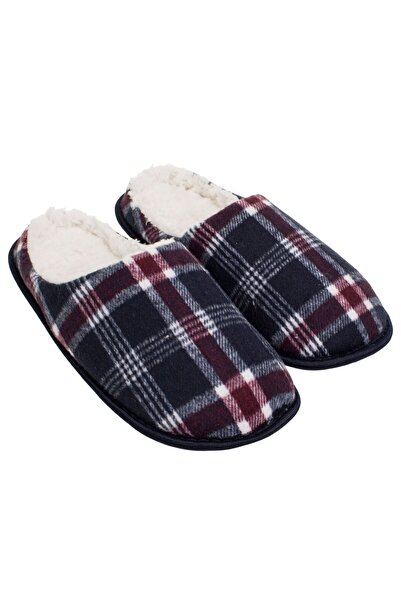 OEM Men's Blue Checkered & Faux Fur Slipper 45-46