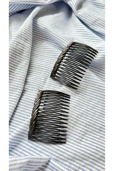 YOYYO Set of 2 Black Twist Patterned Side Hair Combs - Retro Stylish Bun and ...