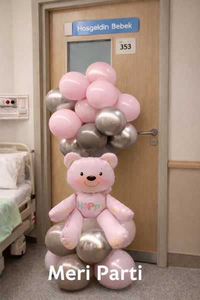 MERİ PARTİ Mavi Ayıcık Balon Seti – Hastane Kapısı Balon Süsleme Hoşgeldin Be...