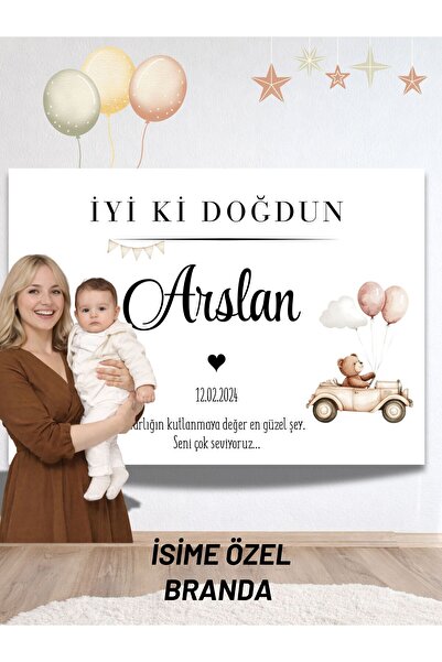 Hobi Sepeti Kişiye Özel Doğum Günü Happy Birthday Duvar Brandası İsimli Arkap...