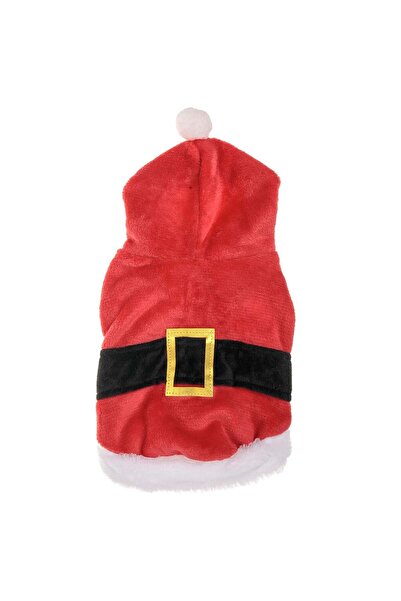 OEM Χριστουγεννιάτικη στολή με κουκούλα, ζώνη και πομπόν για μεγάλα σκυλιά