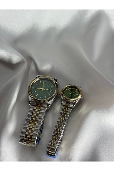 Sachka Sevgili Saatleri Gümüş Çelik Kordon Yeşil Kadran Yuvarlak Kasa Unisex ...