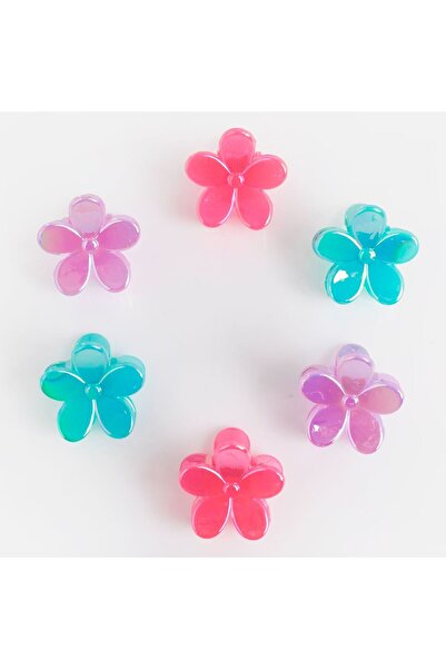 OEM Κλιπ μαλλιών με ιριδίζοντα λουλούδια για παιδιά 2,5cm - 6 τεμάχια