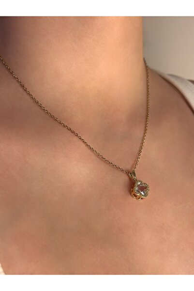 Nilly Jewelry Zirkon Beyaz Taşlı Yonca Kolye