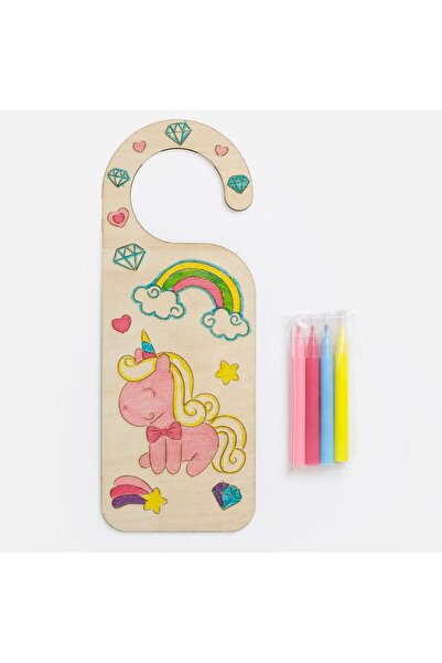 OEM Set Creativ Placuta de Usa Unicorn din Lemn & 4 Markere - 5buc