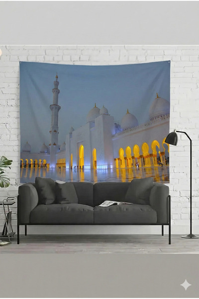 by EKTIREN Decorative Sheikh Zayed Mosque Scenic Wall Covering - Tapestry Pai...
