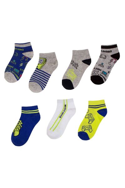 OEM Colorful Short Socks with Gamer Pattern - 7 pairs 23-26