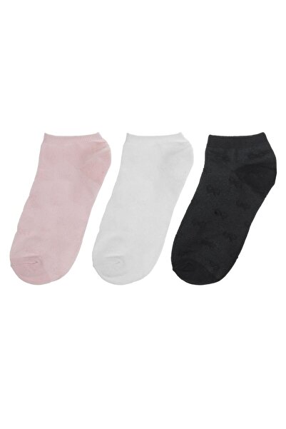 OEM Women's Short Socks Pink White Black with Patterned – 3 pairs. 36-41