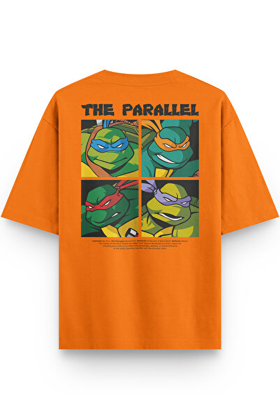 Overoz Ninja Backpack Printed Half Oversized Orange T-Shirt 1302