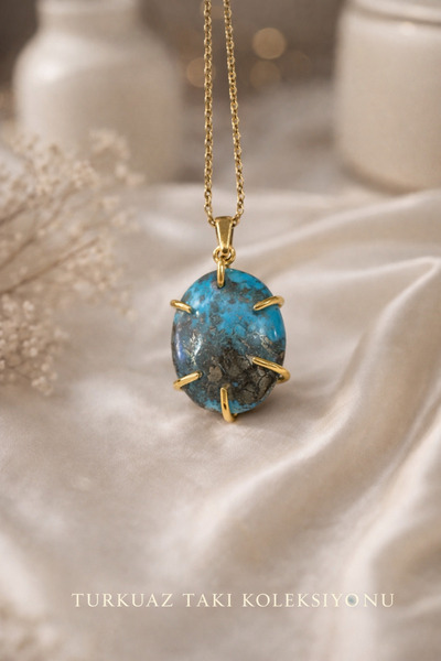 Zümrüttaş Turkuaz Doğal Taş Kolye Ucu