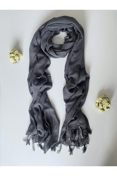 GOX شال-باريو طويل بنمط مموج مهدّب قطن قطعة