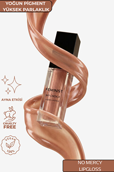 Feminist Cosmetics Kremsi Dokulu, Kadife Bitişli - Kızıl Kahve - Parlak Yoğun...