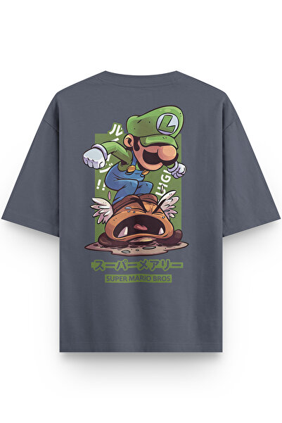 Overoz Super Sırt Printed Yarı Oversized Sırt Füme Tshirt 1390