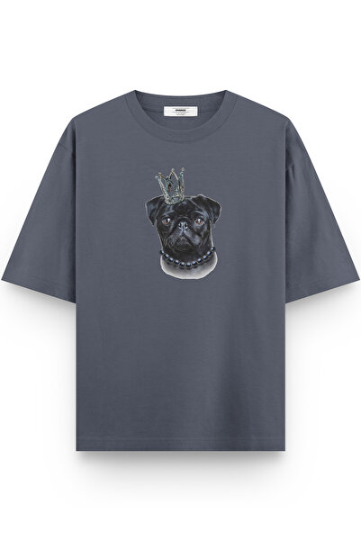 Overoz Dog Printed Half Oversized Smoked T-Shirt 1021