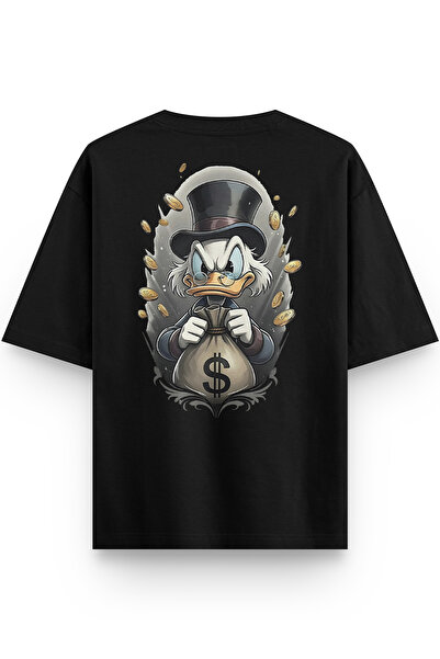 Overoz Uncle Varyemez Half Oversized Back Printed Black Tshirt 1380