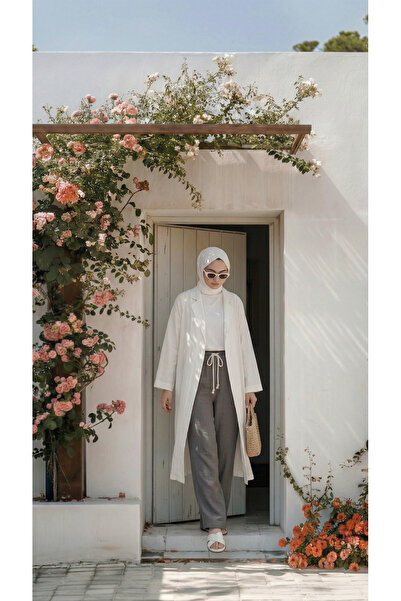 Quanlex Γυναικείο παντελόνι από καπνιστό λινό μουσελίνα Palazzo, που δεν διαγ...