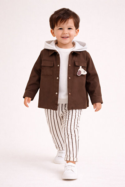 Harika KIDS Boy's Hooded Jacket-Sweatshirt- Striped Pants 3-Piece Set (Ages 2-5)