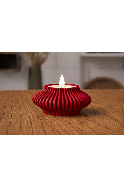 MÜTEFERRİKA 3D Modern Ribbed T-Light Mumluk | Siyah, Bej, Kahverengi, Kırmızı...