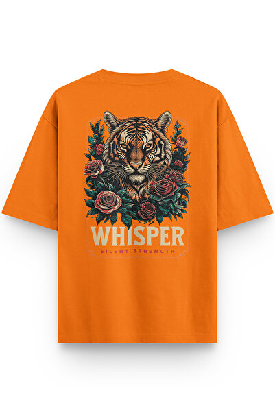 Overoz Whisper Kaplan Sırt Printed Yarı Oversized Orange T-Shirt 1376