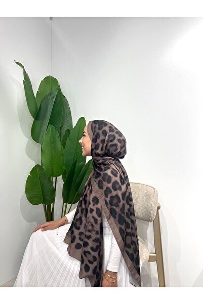 DoraCollection.co Leopar Desen Pamuk Soft Şal Vizon