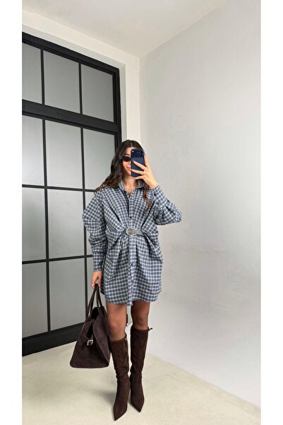 ALVOR Plaid Patterned Belt Li Designer Dress