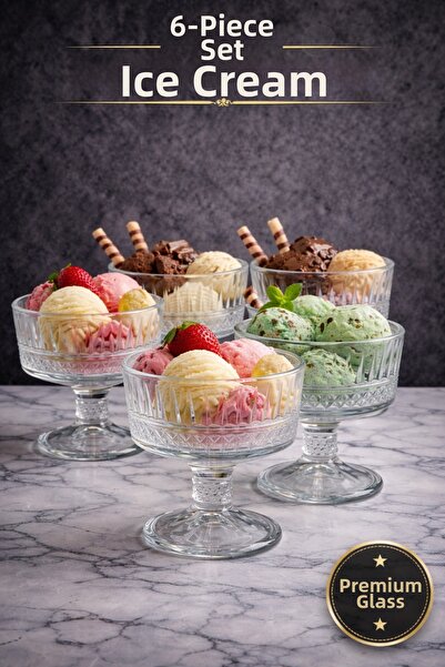 PAKETLENDİ 6-Piece Footed Sugar Bowl Dessert Presentation Bowl Ice Cream Bowl...