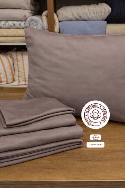 sutra 120 Νήμα 100% Βαμβάκι Σατέν Μονόχρωμο Διπλό Σετ παπλωματοθήκης